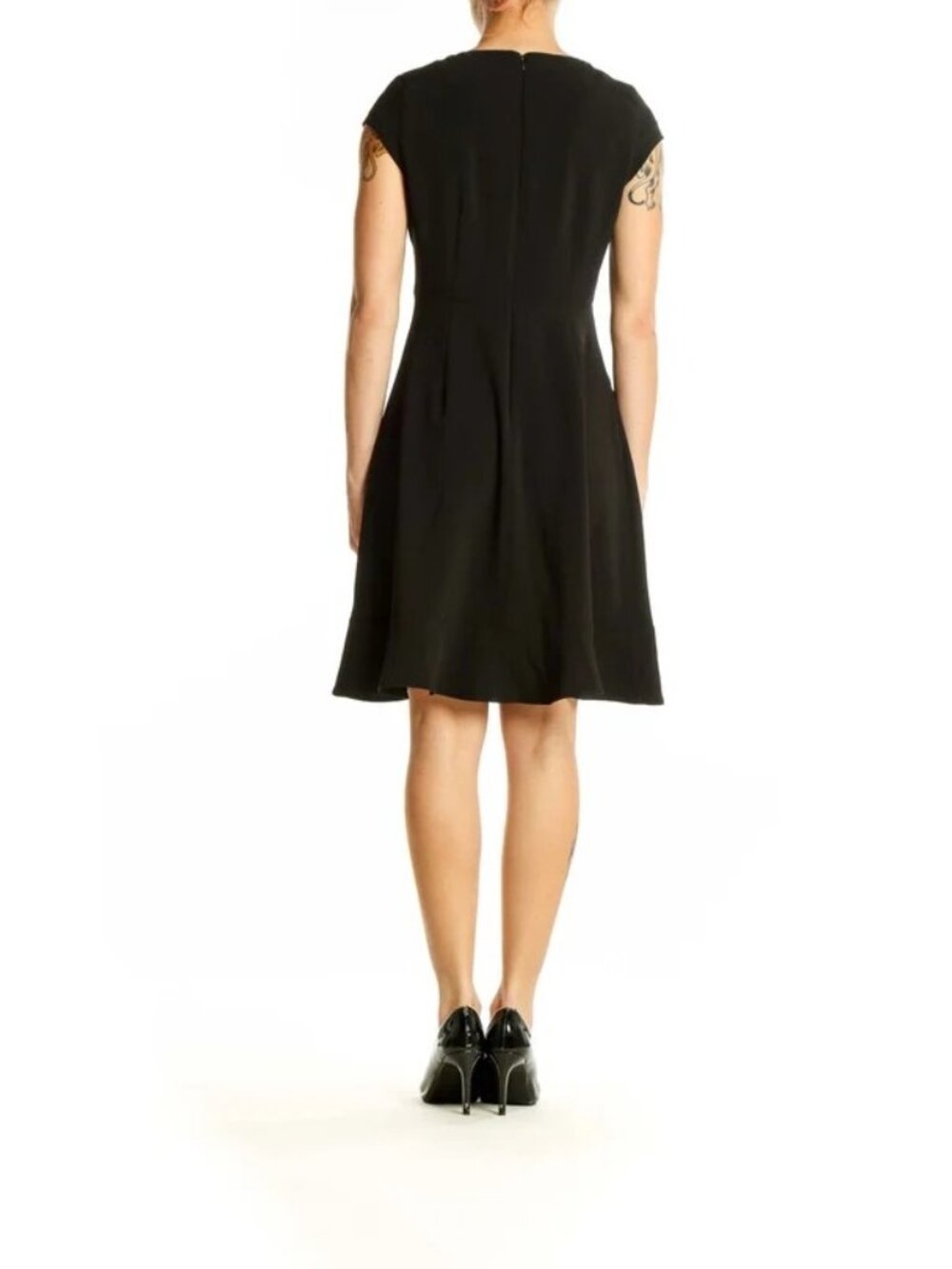 Banana Republic Dress Size 4 Black Fit Flare Cap Sleeve Empire Waist Was $89.99 - Picture 4 of 12
